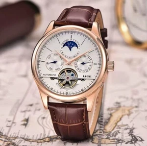 Herren Automatik Uhr - Mechanische Luxus Armbanduhr Mondphase Tag/Datum - Bild 1 von 17