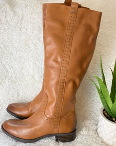 Sam Edelman DAMENSTIEFEL GRÖSSE 6,5 KNIEHOCH MIT NIETEN UND BRAUN LEDER 1/4-REISSVERSCHLUSS - Bild 1 von 12