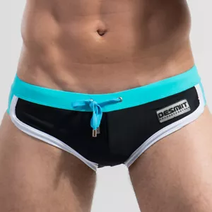 Men's Drawstring Low-waisted Swimwear Swim Briefs Bikini Sexy Swimming Trunks - Picture 1 of 10