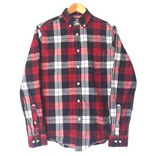 Merona Mens Long Sleeve Shirt Red Check Size Small Button Up 100% Cotton