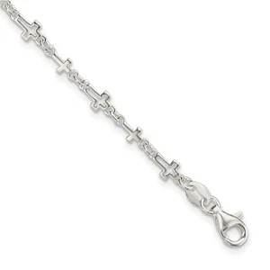 Sterling Silver Cross Link Bracelet - Picture 1 of 5