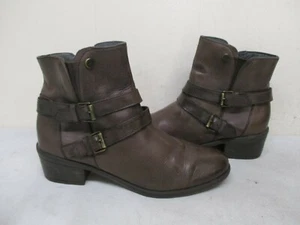 Bussola Brown Leather Zip Ankle Boots Womens Size 40 EUR - Picture 1 of 9