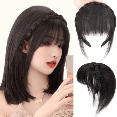 Synthetic Hair Band In Extensions Natural Fringe Fake Straight Hairpiece  - Image 1 of 4