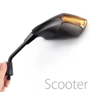 superb Mirrors Carbon Look w/ LED indicator for Suzuki A50 AC50 AS50 TS50 90 - Picture 1 of 11