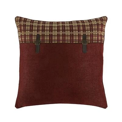 Almohada Europea Croscill Glendale Falsa 26" x 26" Euro Decorativa Rojo Cuadros Nueva Foto 1 de 4