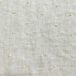 Voyage Maison Avalon White Fabric 12m Roll 100% Linen Pearls | Curtains Cushions - Picture 1 of 3