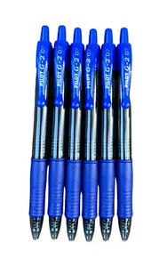6 Pilot G2 Pens 07 Retractable Roller Ball Gel Blue Ink Smooth Writing 6 Count - Picture 1 of 6