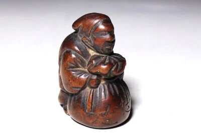 Japan Antique Netsuke man with bag inro ojime sagemono rare Edo era Original  - Image 1 of 4