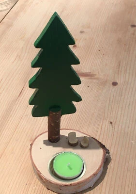 CANDELABRO LUZ TÉ MADERA RÚSTICA ABEDUL ÁRBOL TRONCO HECHO A MANO REGALO ÉTNICO PASCUA Foto 1 de 4