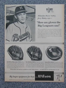 VINTAGE 1954 WILLIAMS A2040 WHITE A2410 2104 WILSON BASEBALL GLOVE ADVERTISEMENT - Picture 1 of 1