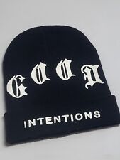 Good Intensions Beanie Hat Black Embroidery Logo Gold