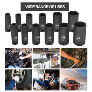 AA031 3/8 Zoll Antrieb SAE Steckschlüsselsatz, 6 Punkte, 12-teiliges Set 5/16” -1” - Bild 1 von 8