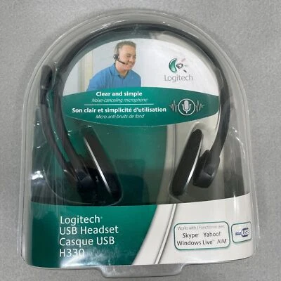 Logitech H330 Headband USB Headset Noise Canceling Microphone Black - Image 1 of 4