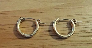 Gold Filled Sterling Silver 15 mm Diameter 2 mm thick Hoop Earrings - Picture 1 of 4