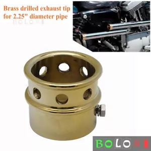2.25" Brass Motorcycle Drilled Exhaust End Tips For Harley Touring 883 Sportster - Picture 1 of 10