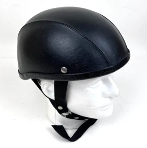 Frenchy's Skull Cap Half Shell Leather Wrapped Novelty Helmet Beanie Style Black - Bild 1 von 13