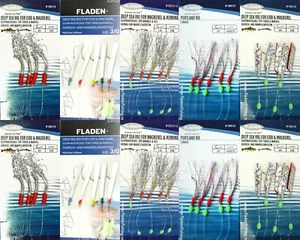 10 Fladen Silver & White Rigs Mackerel Feathers Lures Cod Sea Fishing Traces - Picture 1 of 6
