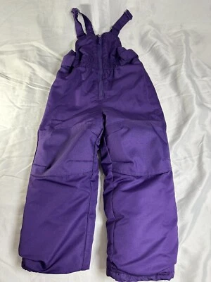 Macacão infantil feminino calça de neve babadores tamanho 3T roxo alças de cintura ajustáveis - - Imagem 1 de 4