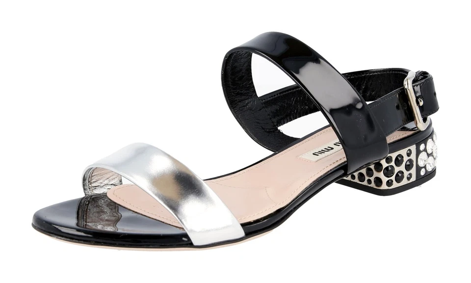 MIU MIU by PRADA CRYSTAL Sandals Sling Pumps - 5X9589 - Black - US 6 EU 36