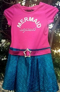 Mermaid Squad Sparkling Blue~CRB Girl Dress~size 7~25"L~Bright Cute Ready - Picture 1 of 6