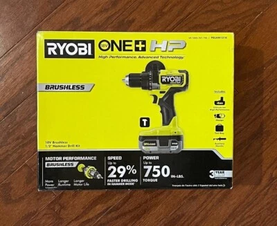 Ryobi PBLHM101K One 18v Taladro percutor sin escobillas HP Kit con batería y bolsa - NUEVO Foto 1 de 4