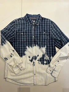 Vintage Buffalo David Bitton Bleached Blue Button Up Shirt Large - Picture 1 of 6