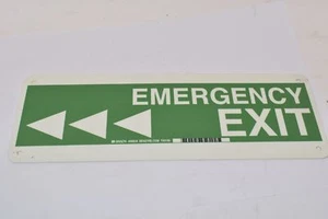 NEW BRADY 90924 GLOW-IN-THE-DARK PLASTIC SIGN Exit Sign Emergency - Picture 1 of 2