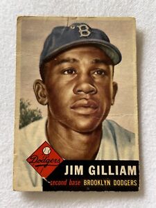 1953 Topps Jim Gilliam High Number Rookie RC #258 Poor Creased Pin Hole