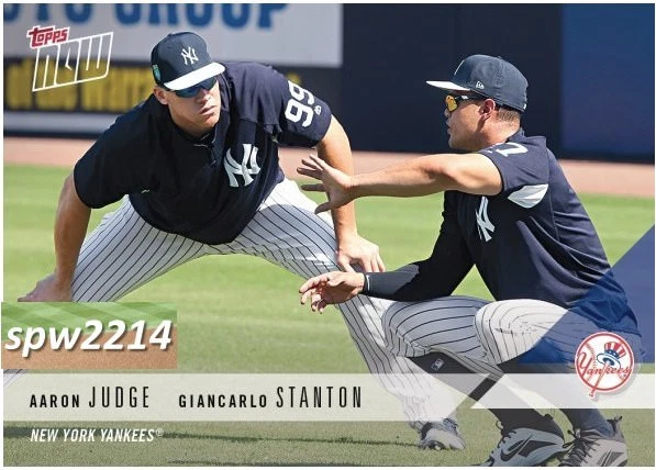 2018 Topps Now Road to Opening Day Aaron Judge & Giancarlo Stanton card - Image 1 of 1