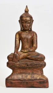 18th Century, Shan, Antique Burmese Wooden Seated Buddha - Picture 1 of 13