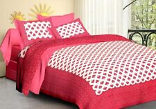 Queen Size Indian Ethnic Rajasthani Style Bed Sheet Cover With Two Pillows Case 