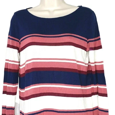Camiseta Top Vince Tejida Mujer Talla S Blanca Rosa Azul Rayas Manga Larga Foto 1 de 4