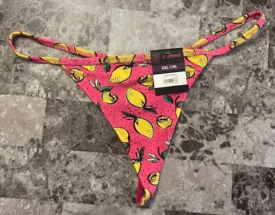 NWT NOBO NO BOUNDARIES XXL PINK GREEN YELLOW LEMON V STRING THONG PANTIES - Image 1 of 4
