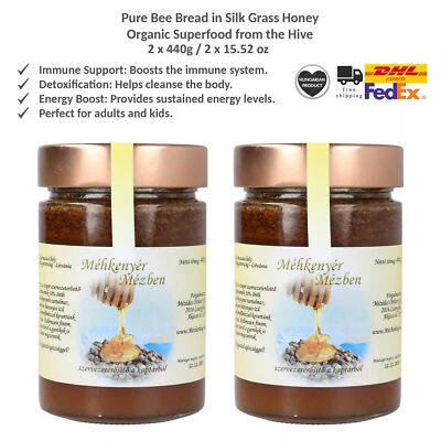 Pure Bee Bread in Silk Grass Honey, Organic Superfood, Mezbarlang 440g x 2 - Image 1 of 3