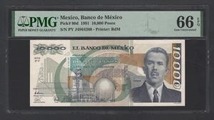 Mexico 10000 Pesos 1991 P90d Uncirculated Grade 66 - Picture 1 of 2