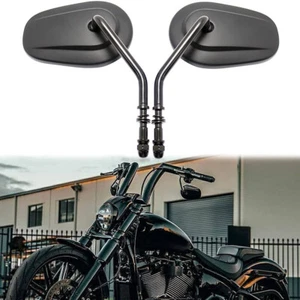 Tapered Black Short Stem Rearview Mirrors For Harley Davidson Electra Glide Dyna - Picture 1 of 12