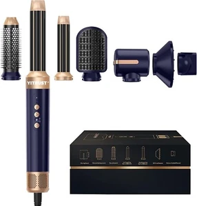 Hair Dryer Brush 7 in 1 Set,Auto Curling Blow Dryer Brush, Removable Brush Blow - Picture 1 of 9