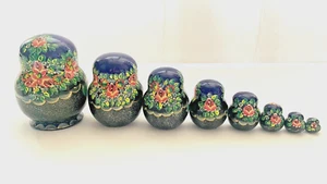 Rare Vintage Russian Nesting Dolls 8 Pieces Hand Painted Babushka Matryoshka - Picture 1 of 21