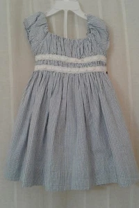 NWT Ralph Lauren Seersucker Eyelet Trim Striped Cotton Baby Girl Dress 24M - Picture 1 of 4