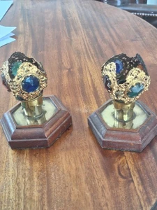 Pair Of Victorian Ormlu Jewelled Fairy Lights With Stands - Picture 1 of 5