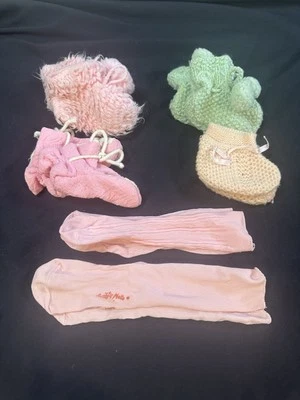 Lot 6 Knit Crochet Baby Booties Pink  Doll Girl Infant Socks - Image 1 of 4