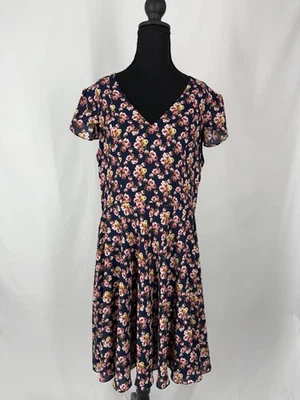 Betsey Johnson Navy Floral Fit And Flare Dress Size 14 - Image 1 of 4