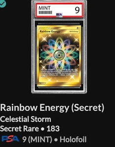 PSA9 Pokemon Rainbow Energy 183/168 Sun & Moon Celestial Storm Gold Rare Mint - Bild 1 von 1