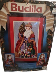 Bucilla Jolly Santa & Toys Needlepoint Kit Nancy Rossi Picture or Pillow NIP - Picture 1 of 2