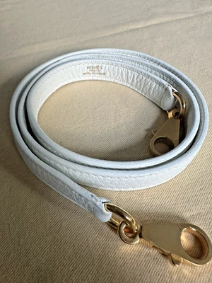 BOLSO HERMES CORREA PIEL DE BECERRO BLANCO 100% GENUINO  Foto 1 de 4