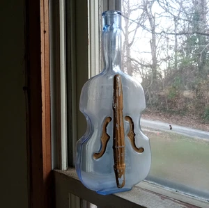 LT LAVENDER BLUE VIOLIN FIGURAL BOTTLE W/ORIGINAL LABEL 9 3/4""LARGE SIZE VIOBOT - Picture 1 of 11