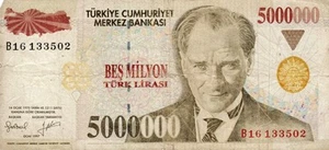 Billete Turkiye 5.000.000 liras 1997 P210a - Imagen 1 de 2