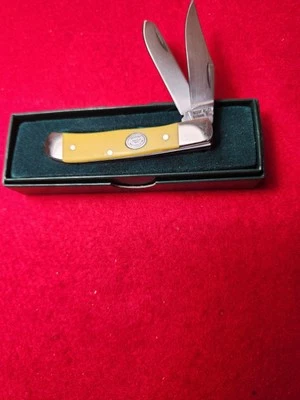Cuchillo trampero pequeño Moore Maker USA 3210 amarillo mangos Delrin nuevo en caja Foto 1 de 4