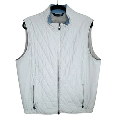 Peter Millar Crown Crafted Quilted Zip Vest Large Golf Gray Classic Stretchy - Image 1 of 4
