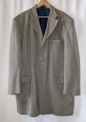 Blazer de lana Raspinni uomo pata de gallo a cuadros 6 botones 46L marrón/azul Foto 1 de 4